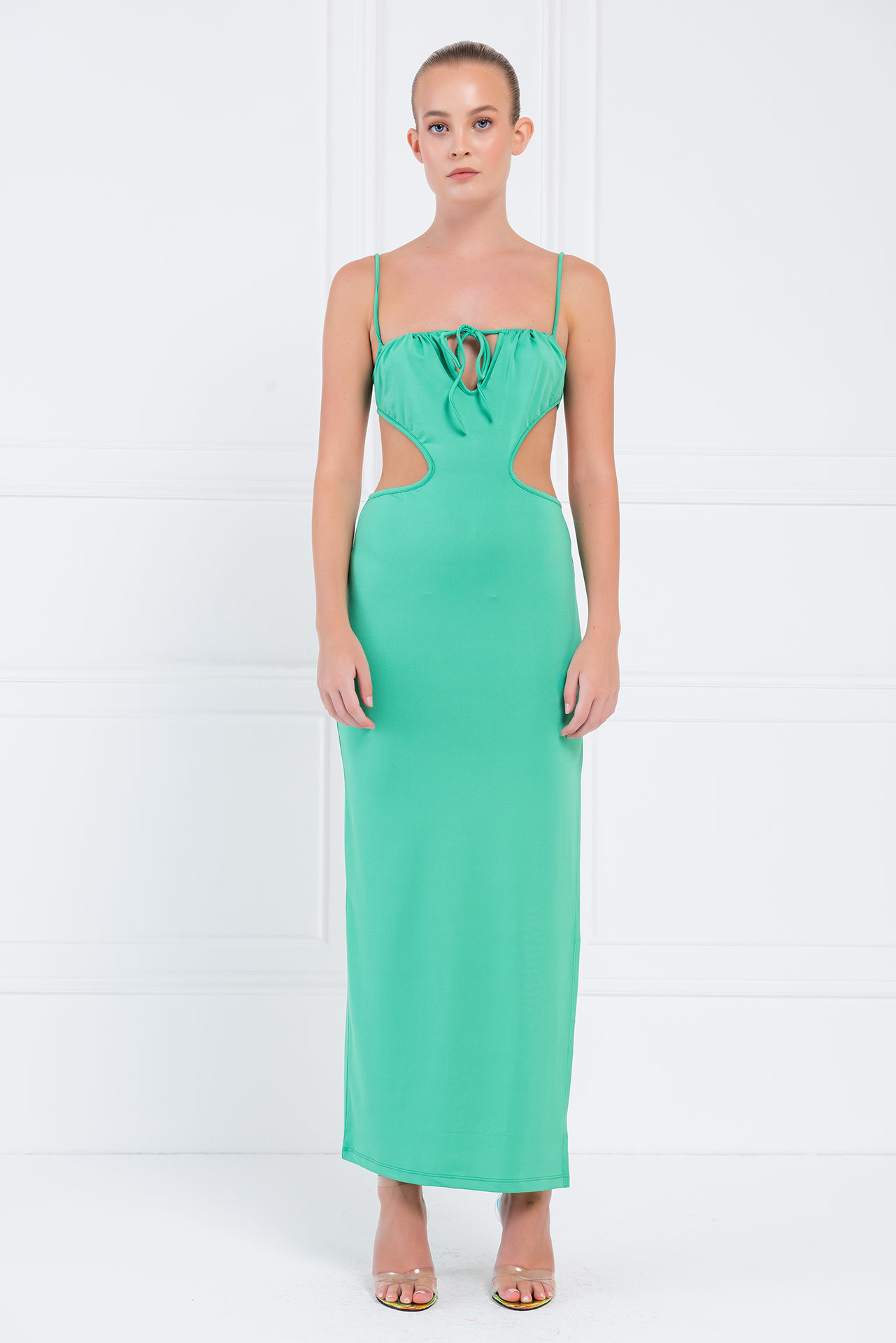 Wholesale New Green Cut Out Back Maxi Dress