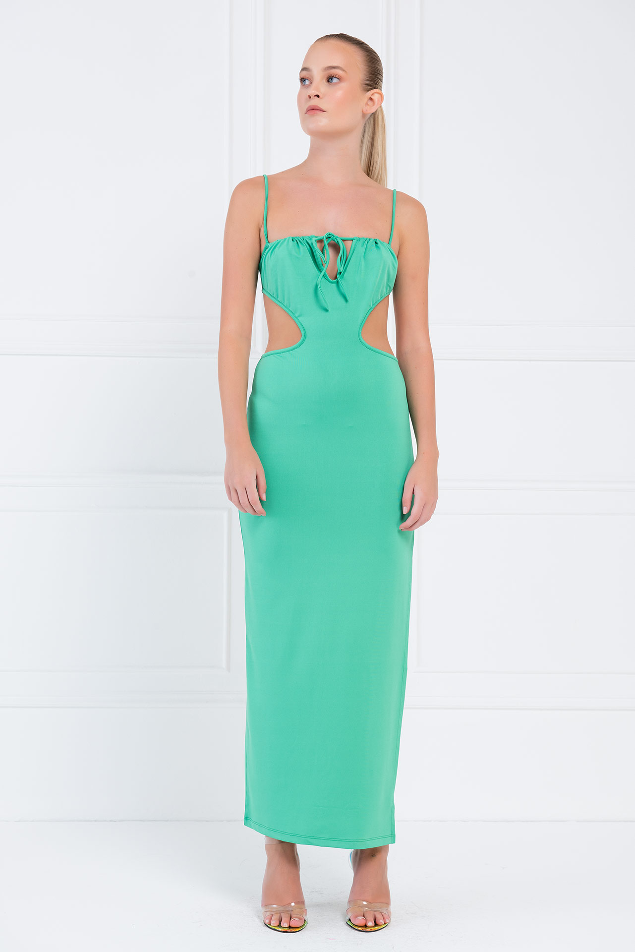 Wholesale New Green Cut Out Back Maxi Dress