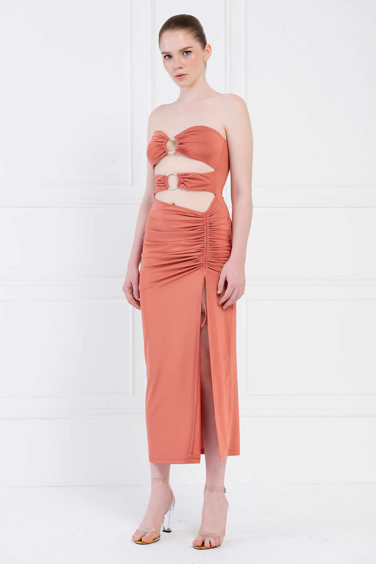 Clay O-Ring Ruched Tube Dress