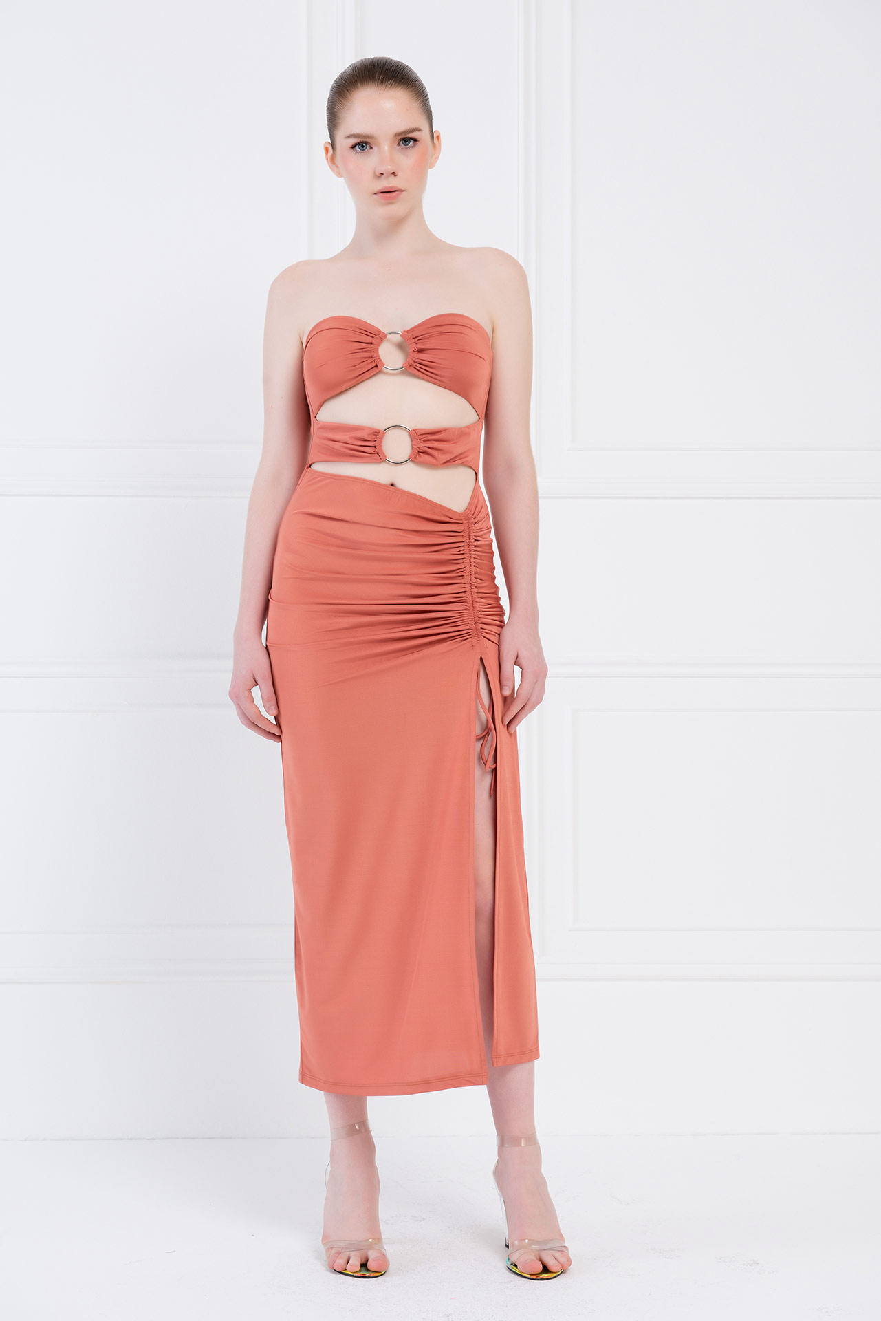 Clay O-Ring Ruched Tube Dress