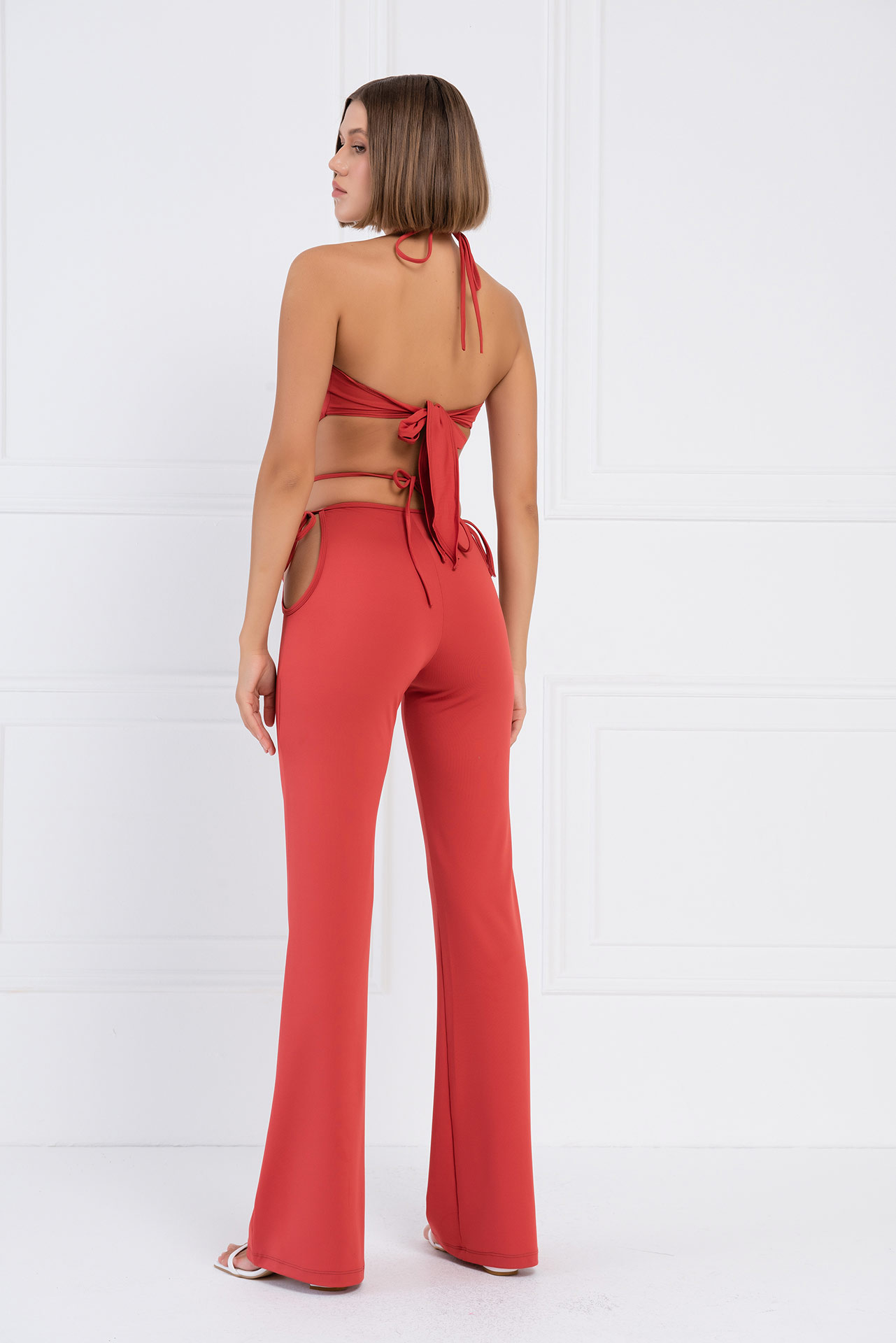 Wholesale Ginger Strappy Crop Cami & Cut Out Pants Set