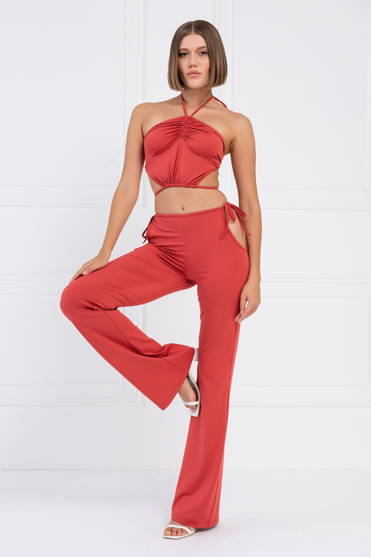 Ginger Strappy Crop Cami & Cut Out Pants Set