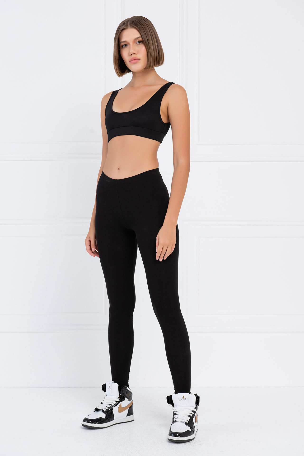 Black Basic Cotton Leggings