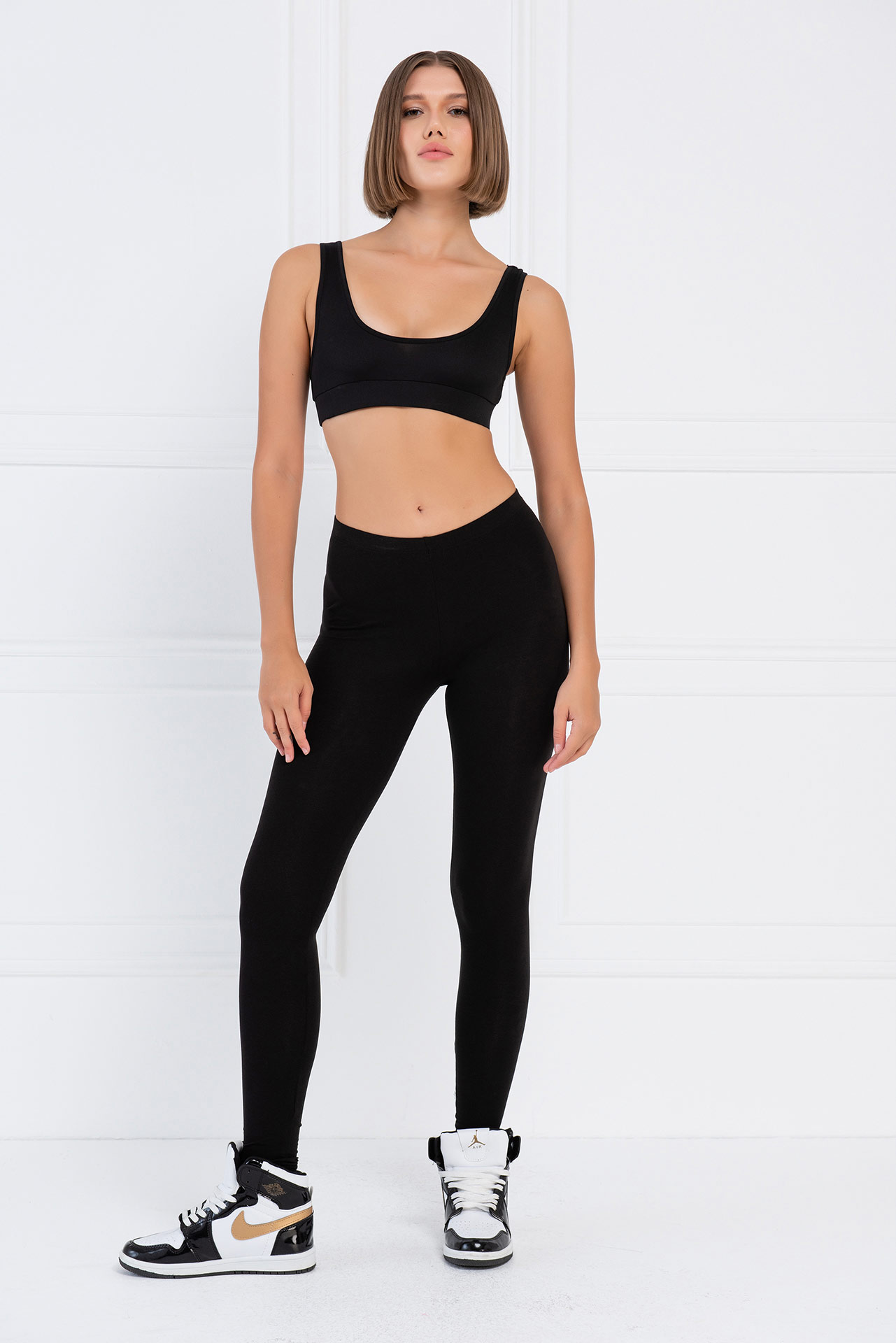 Black Basic Cotton Leggings