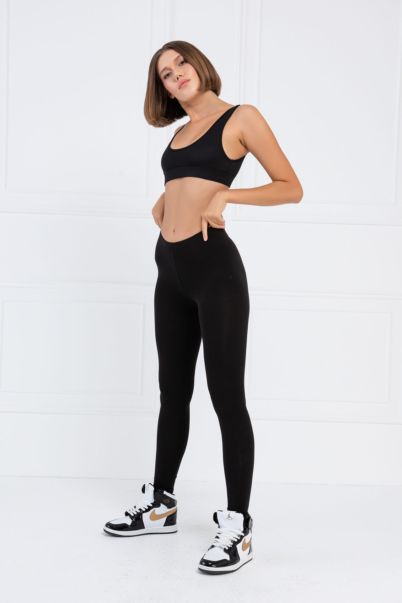 Black Basic Cotton Leggings