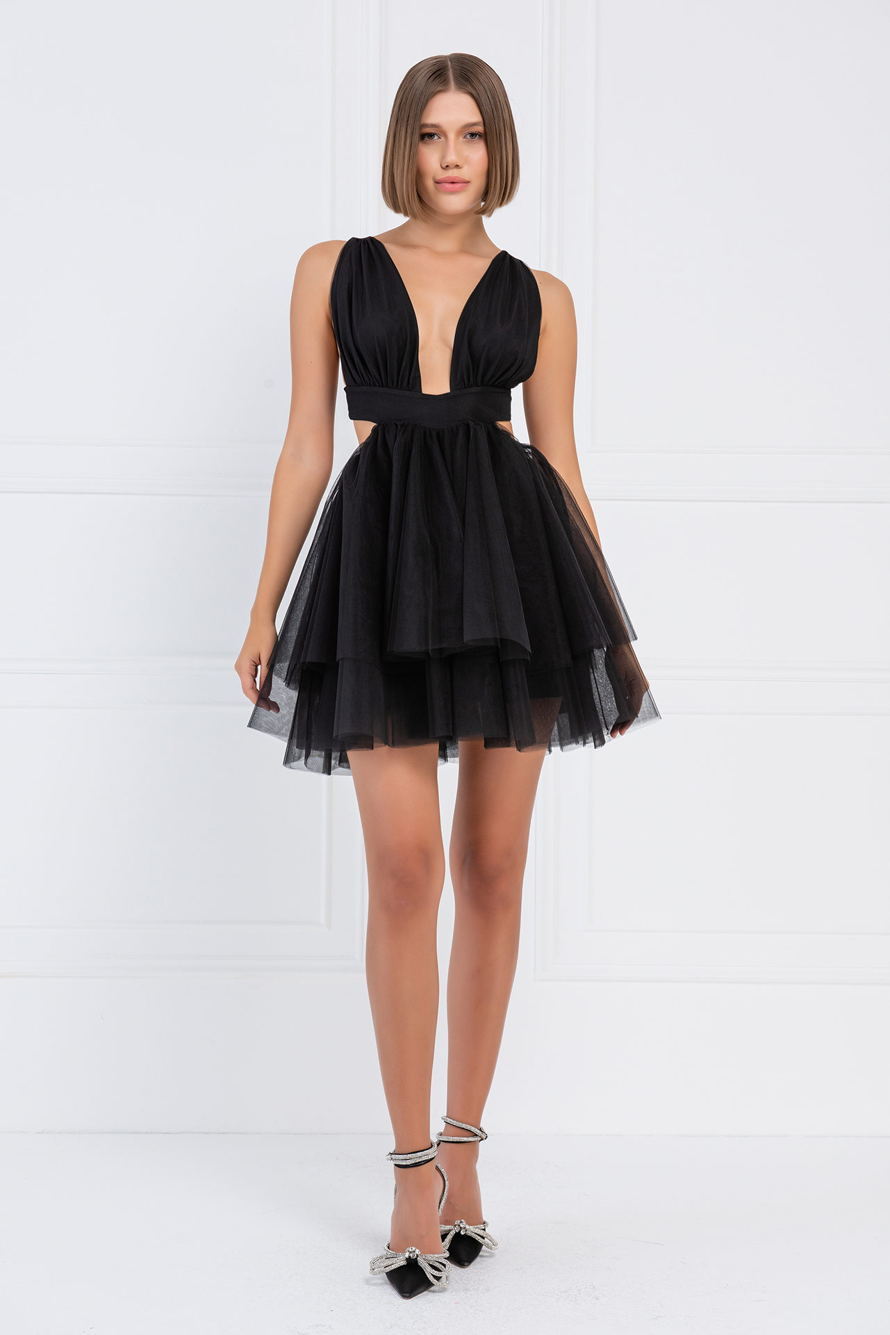 Black Backless Mini Tutu Dress