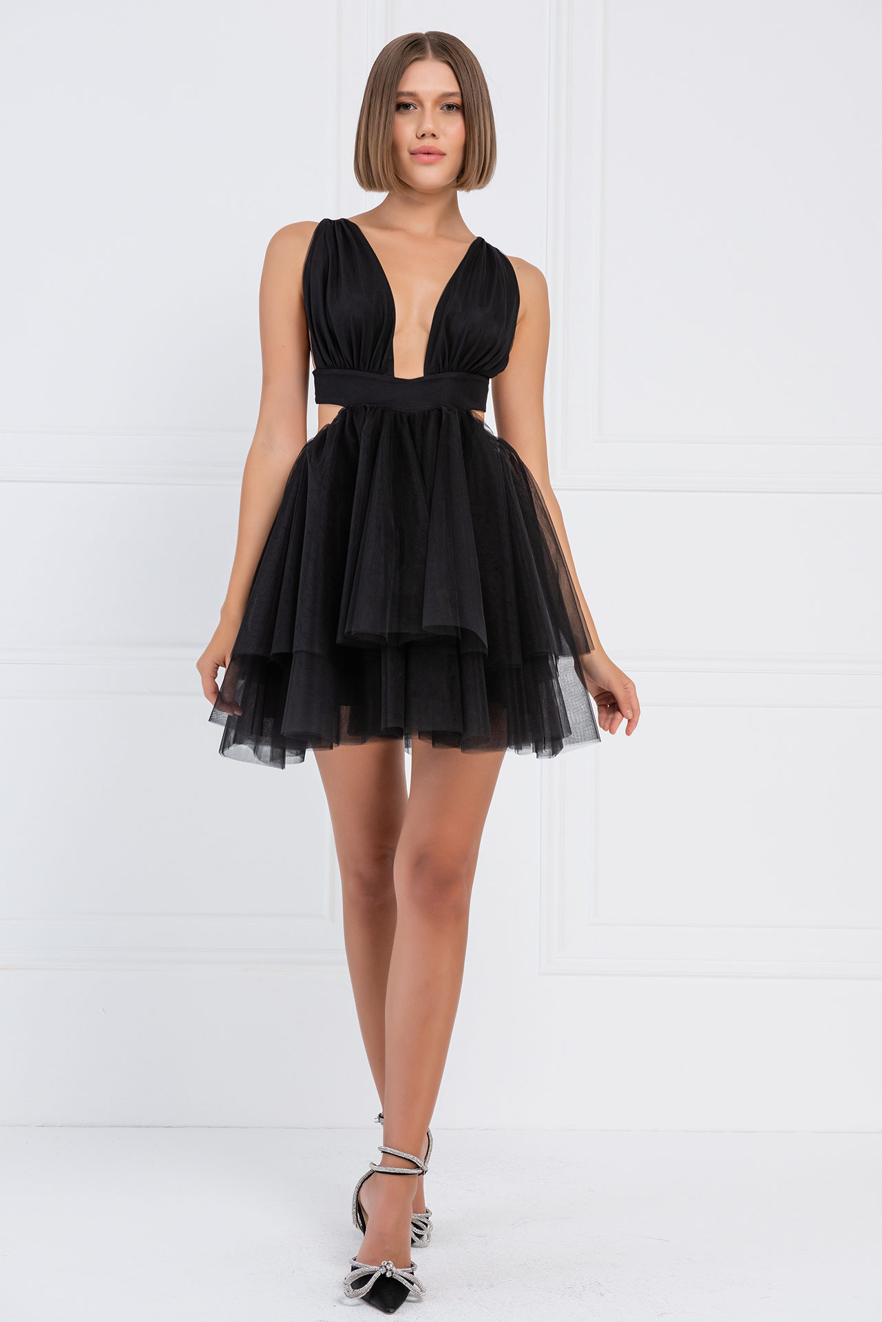 оптовая черный Backless Mini Tutu Dress