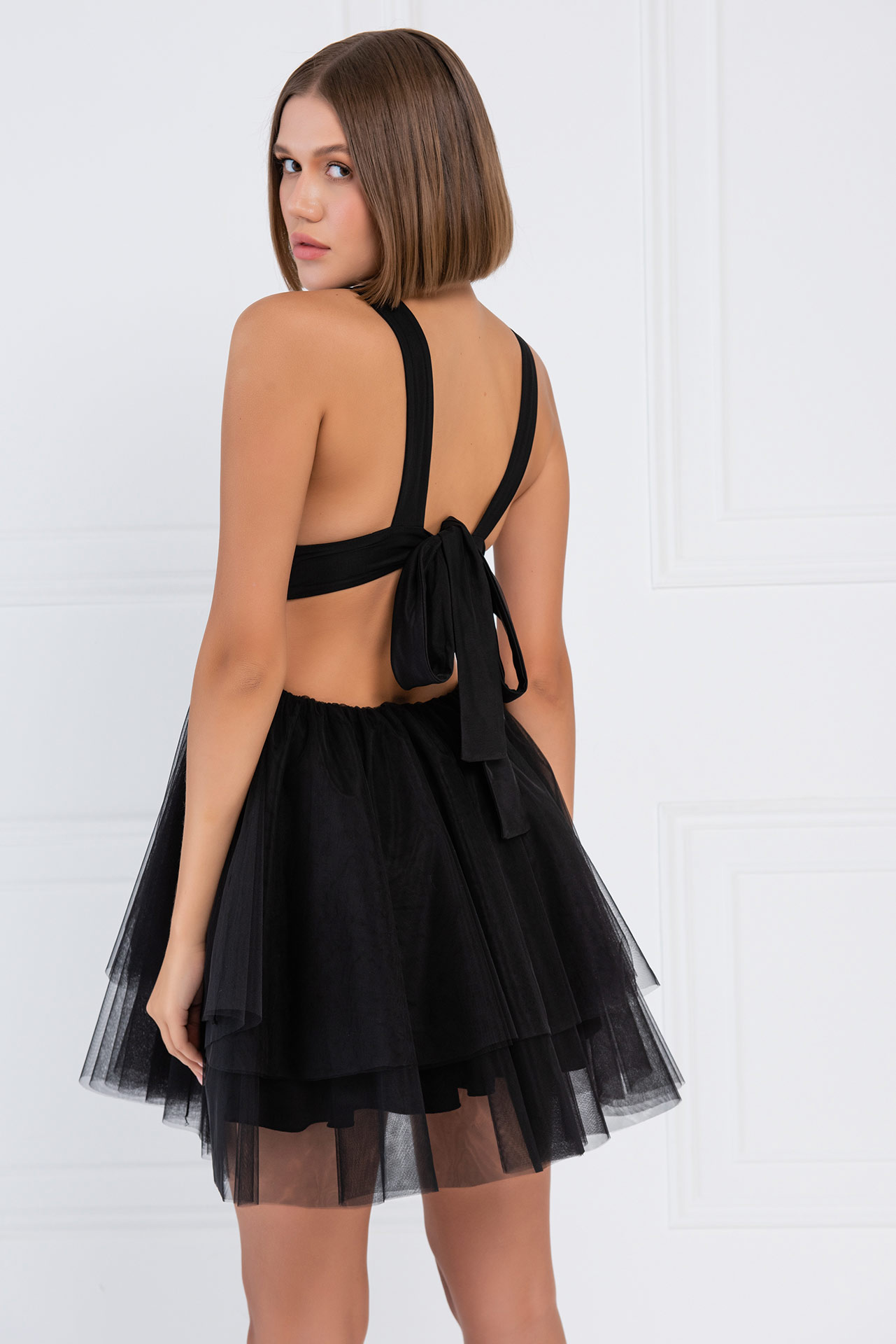 Wholesale Black Backless Mini Tutu Dress