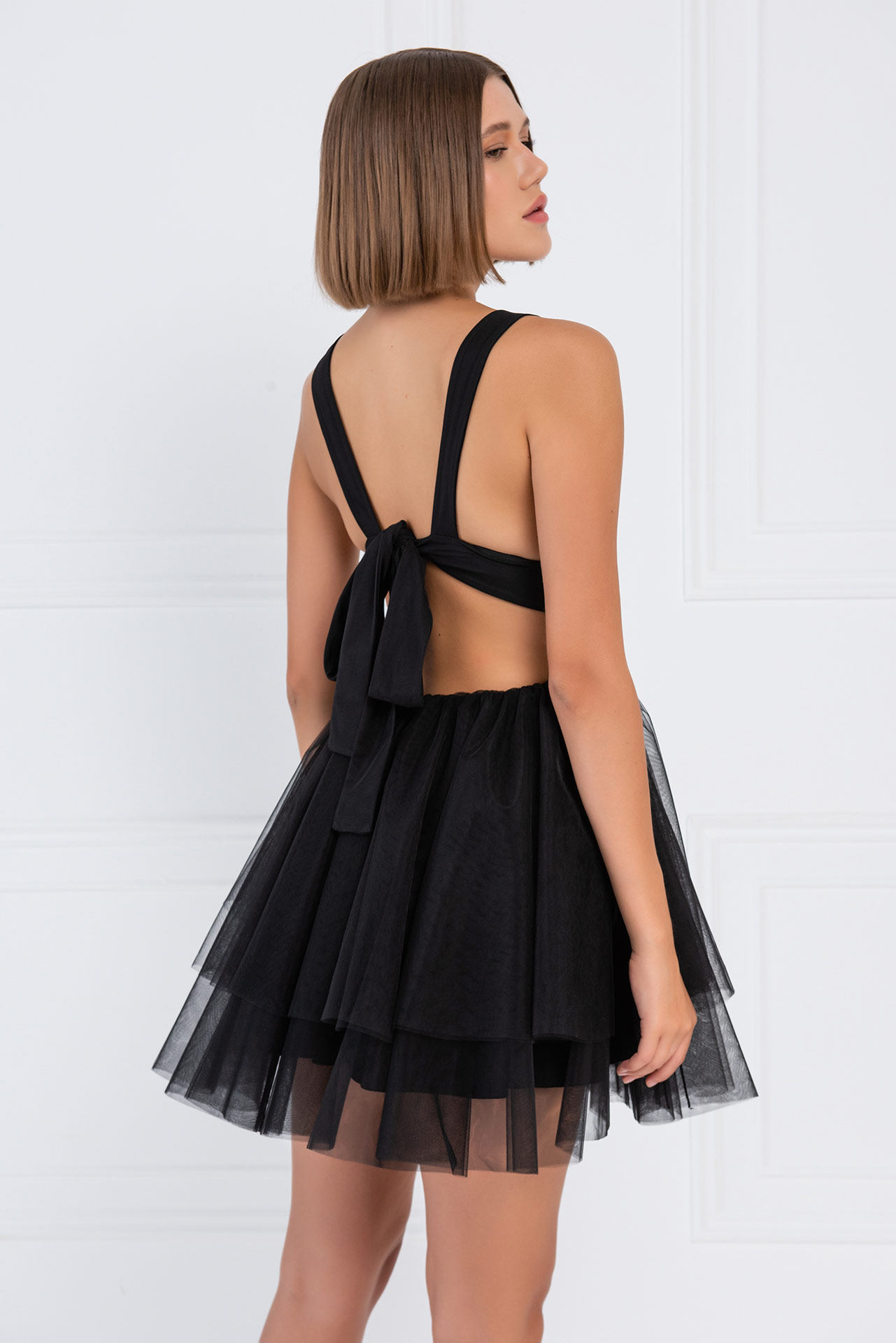 Black Backless Mini Tutu Dress
