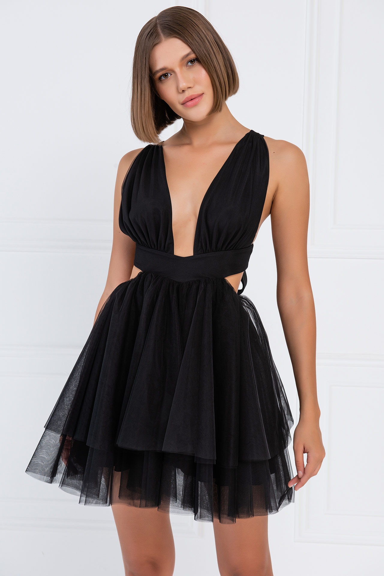 оптовая черный Backless Mini Tutu Dress