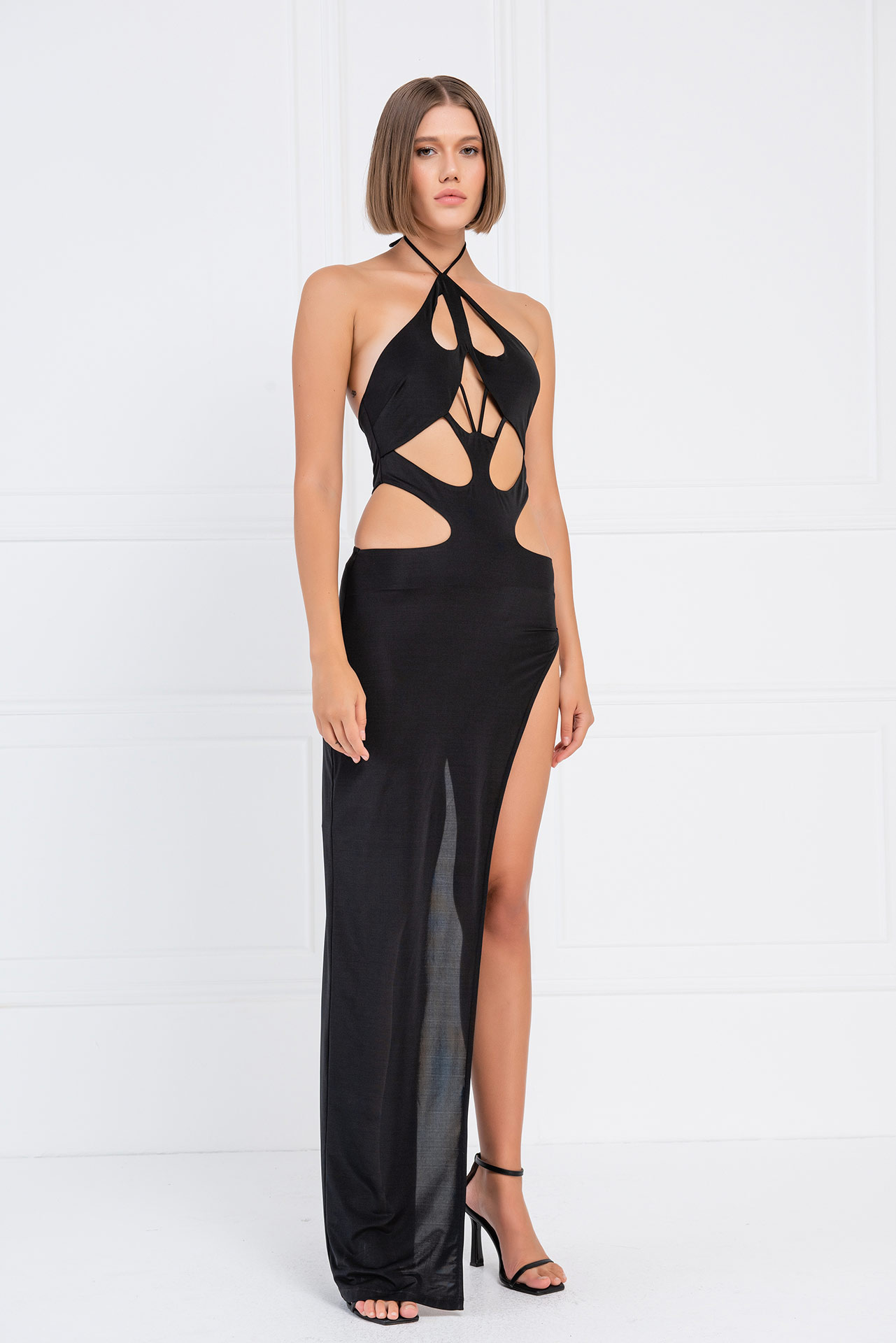 Wholesale Black Cut Out Design Maxi Dress