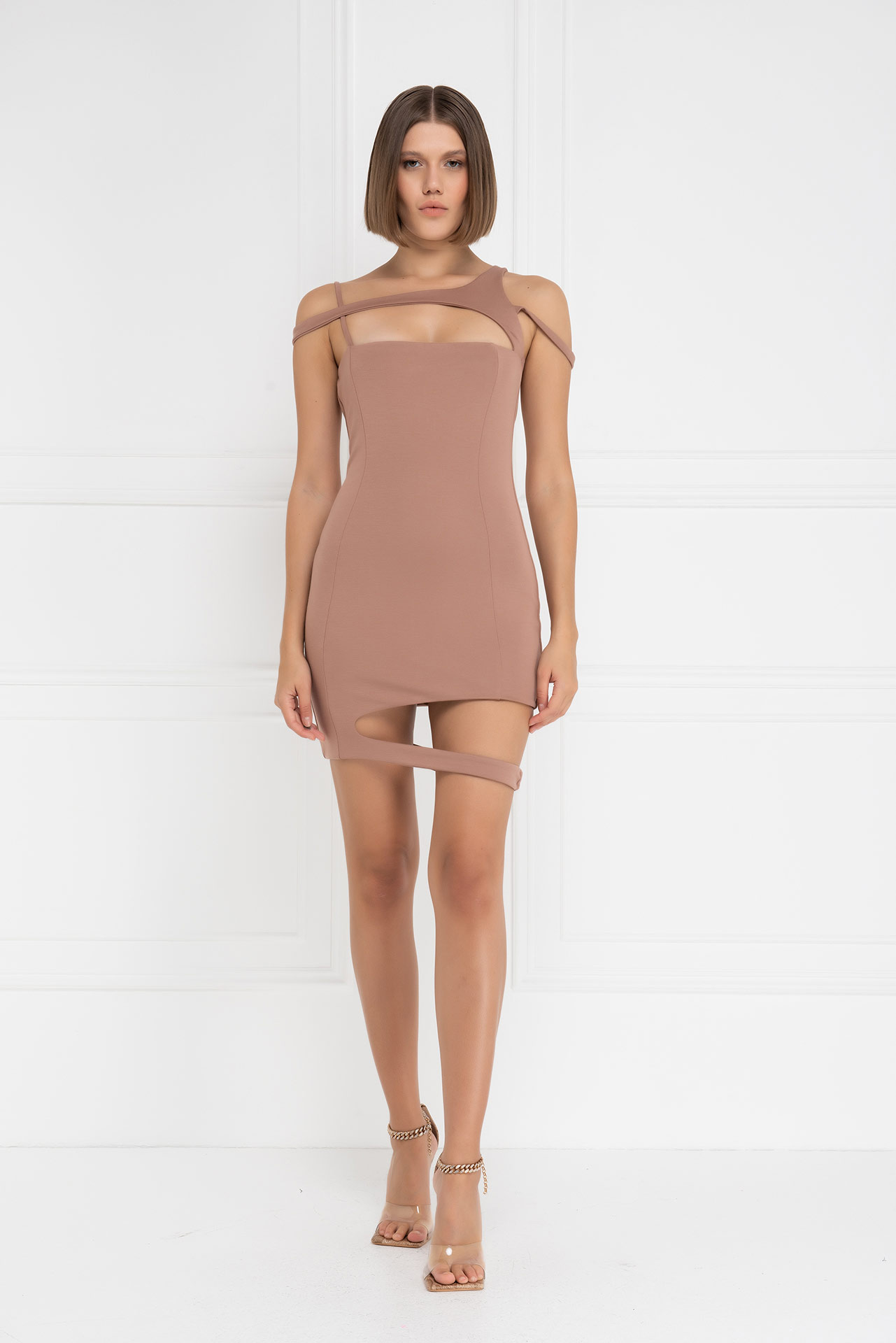 Caramel Banded Cami Mini Dress