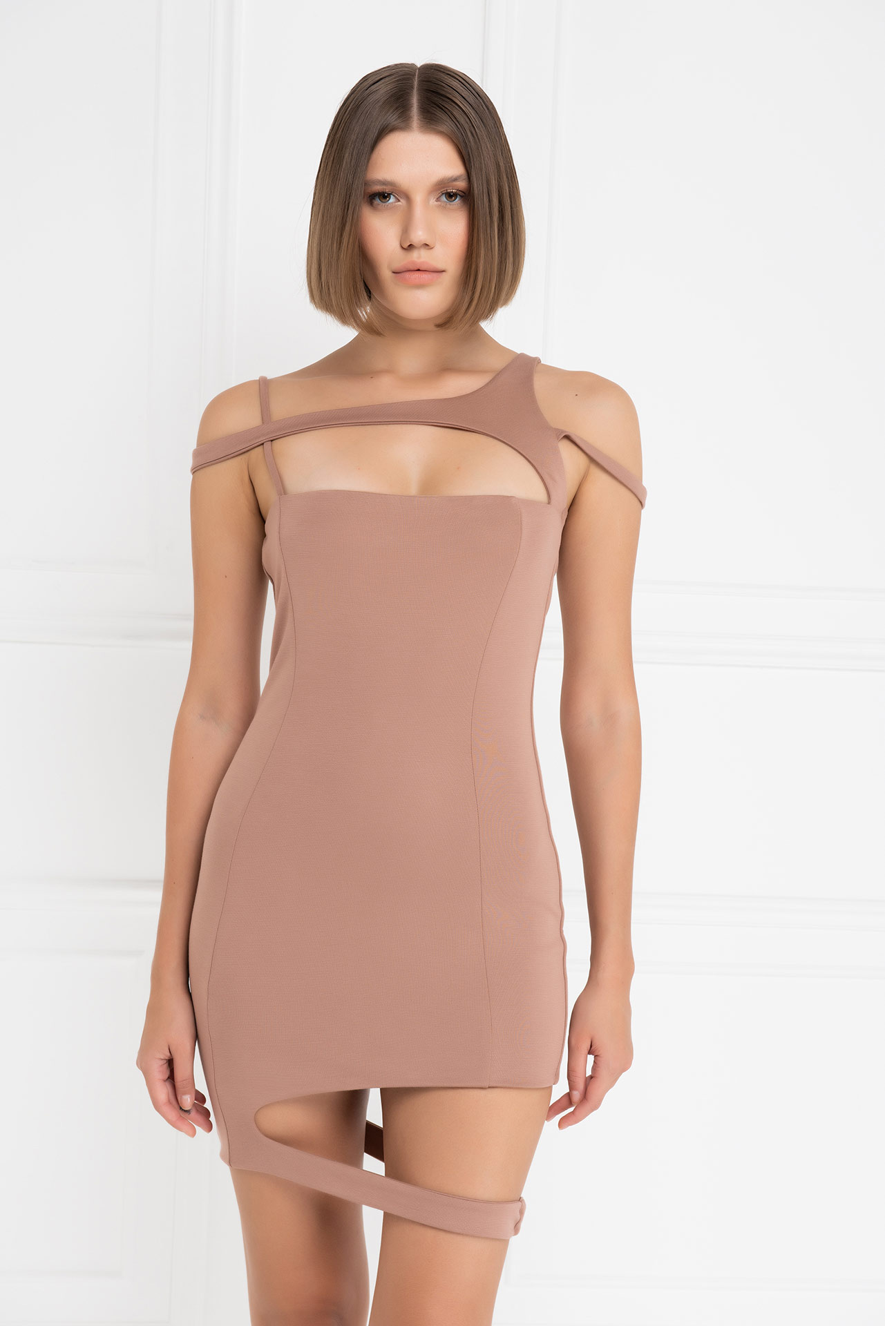 Caramel Banded Cami Mini Dress