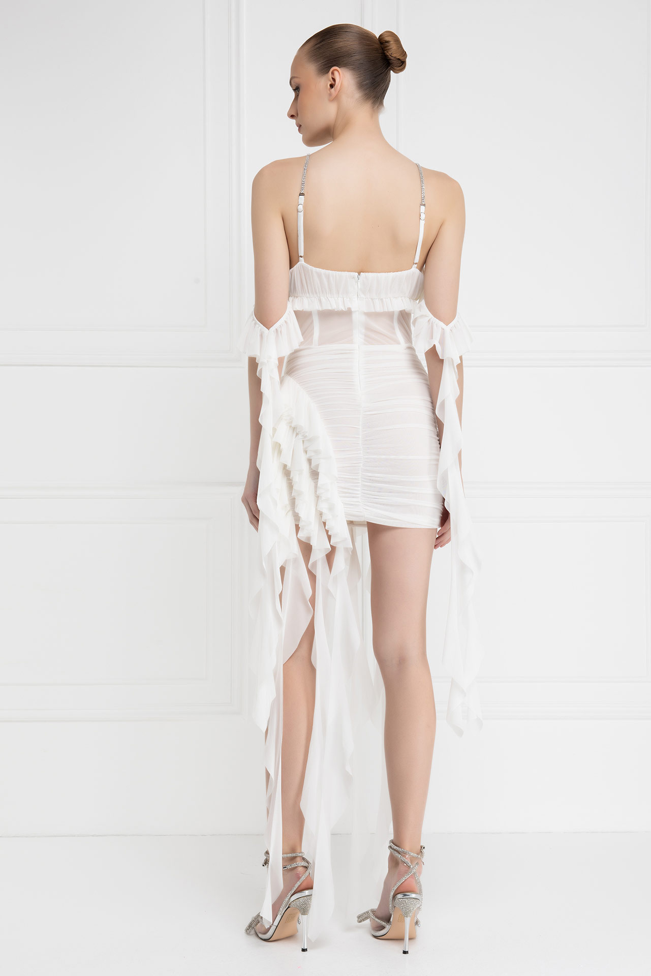 Offwhite Ruffle-Trim Cami Mini Dress