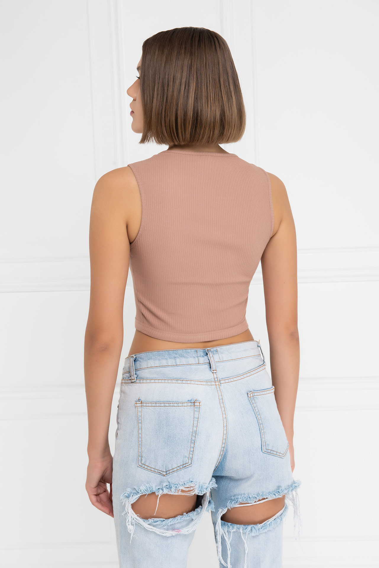 оптовая Caramel Chain-Front Cropped Top