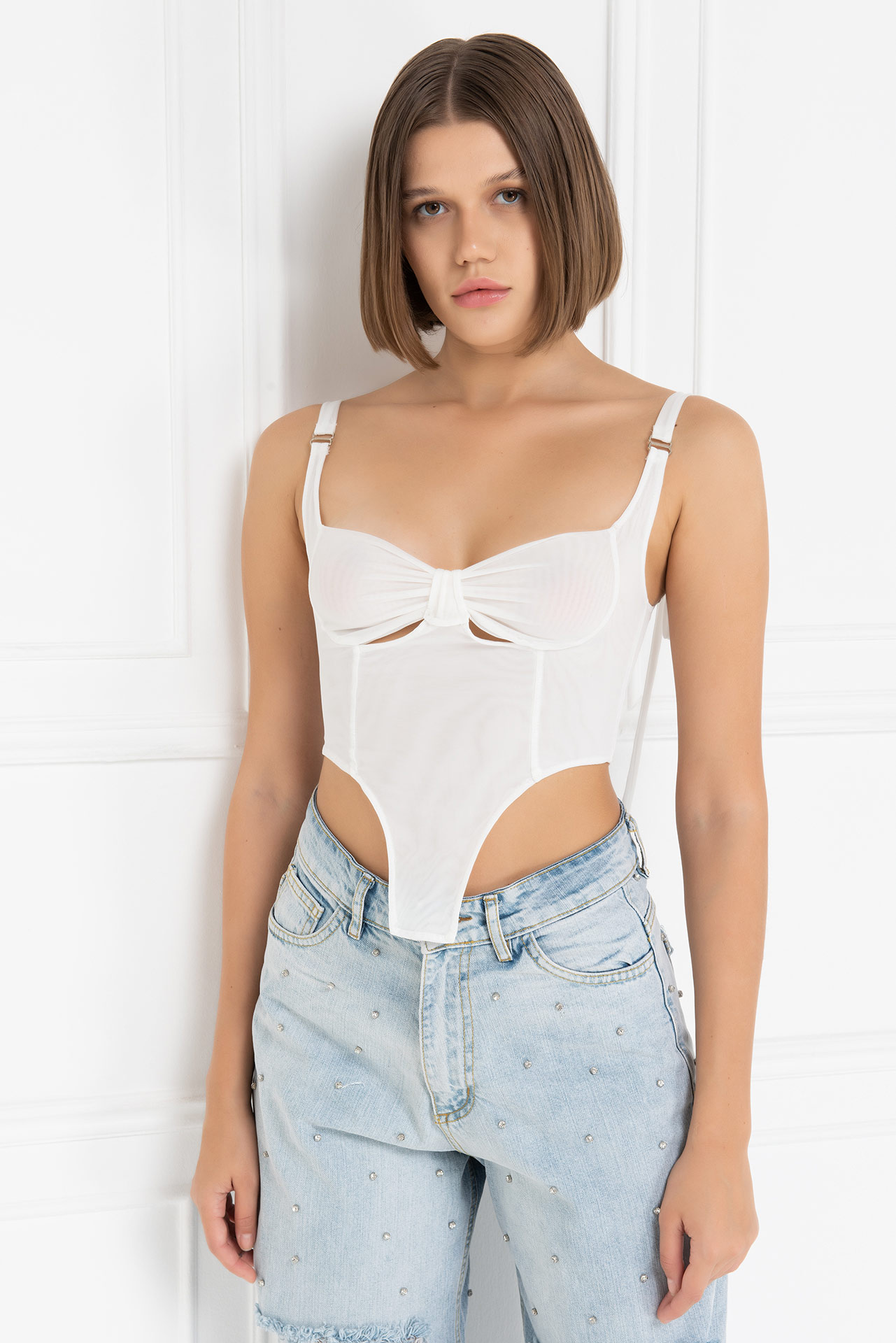 Wholesale Offwhite Cropped Cami