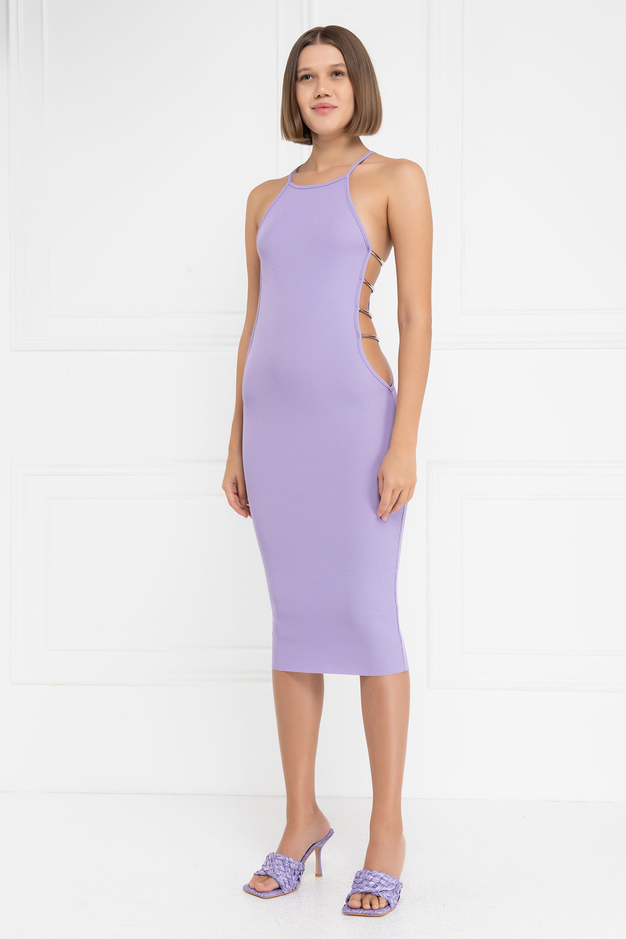 Ladder Cut Out New Lilac Cami Dress