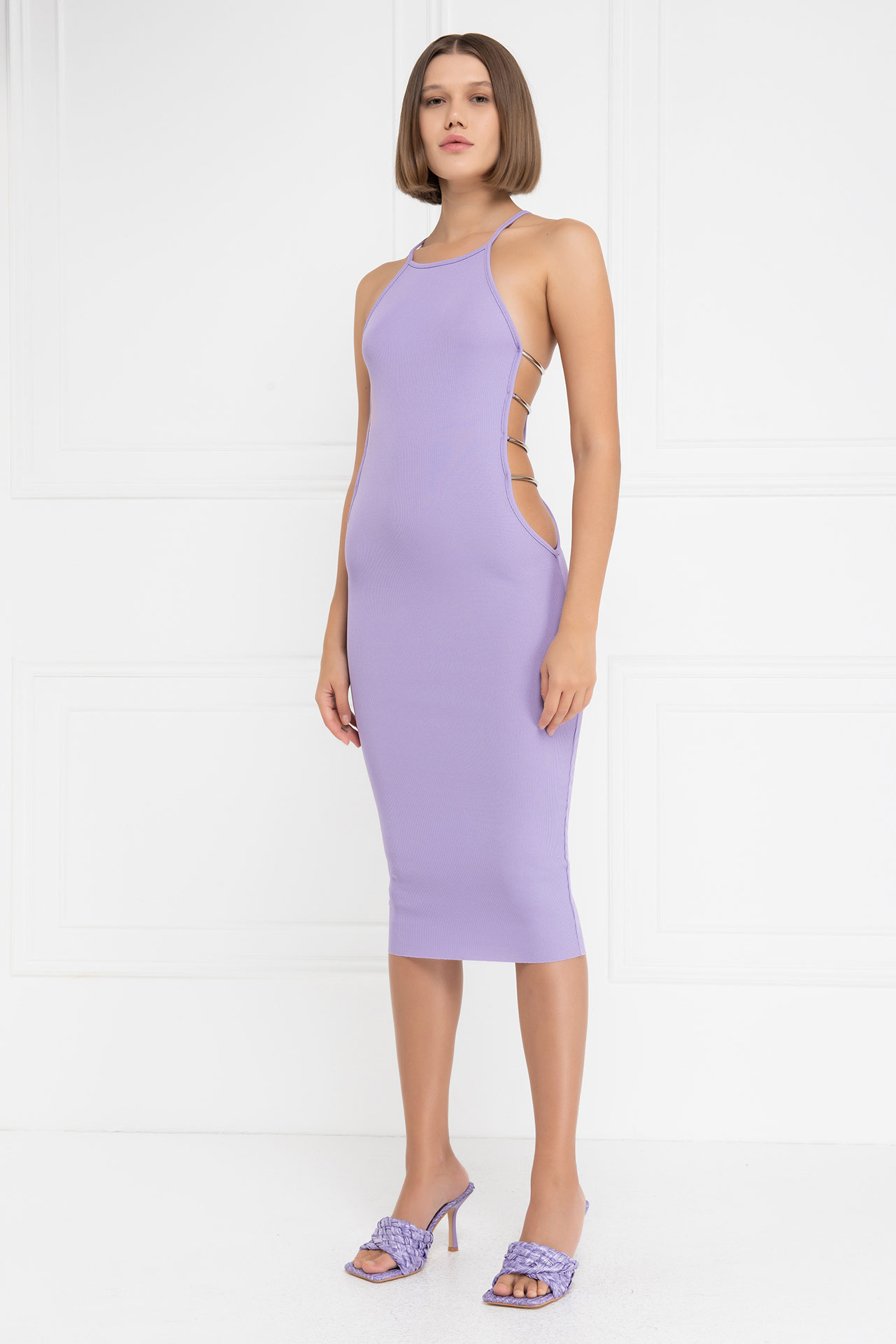 Ladder Cut Out New Lilac Cami Dress