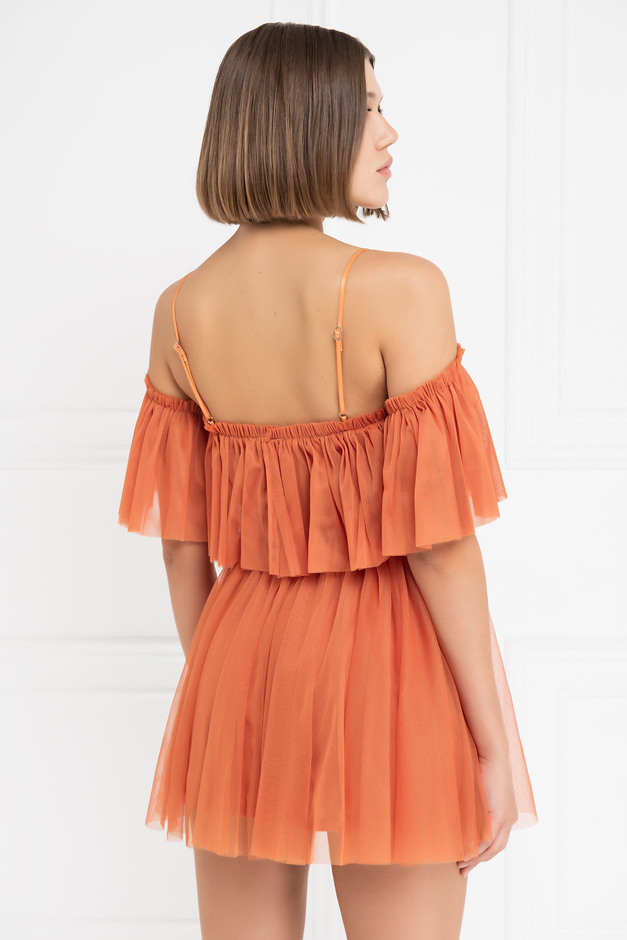 Wholesale Ochre Off-the-Shoulder Cami Tulle Dress