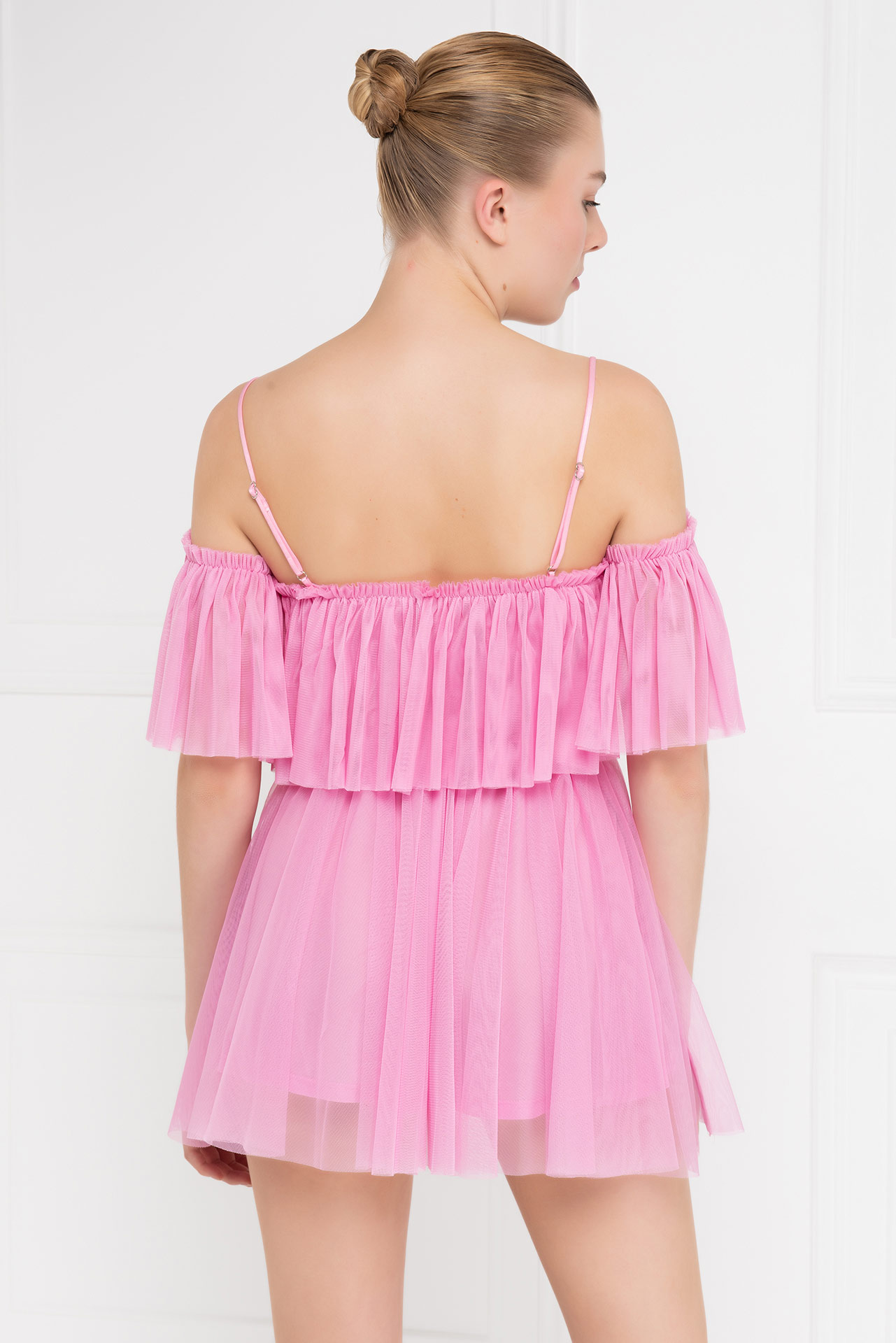 Wholesale New Pink Off-the-Shoulder Cami Tulle Dress