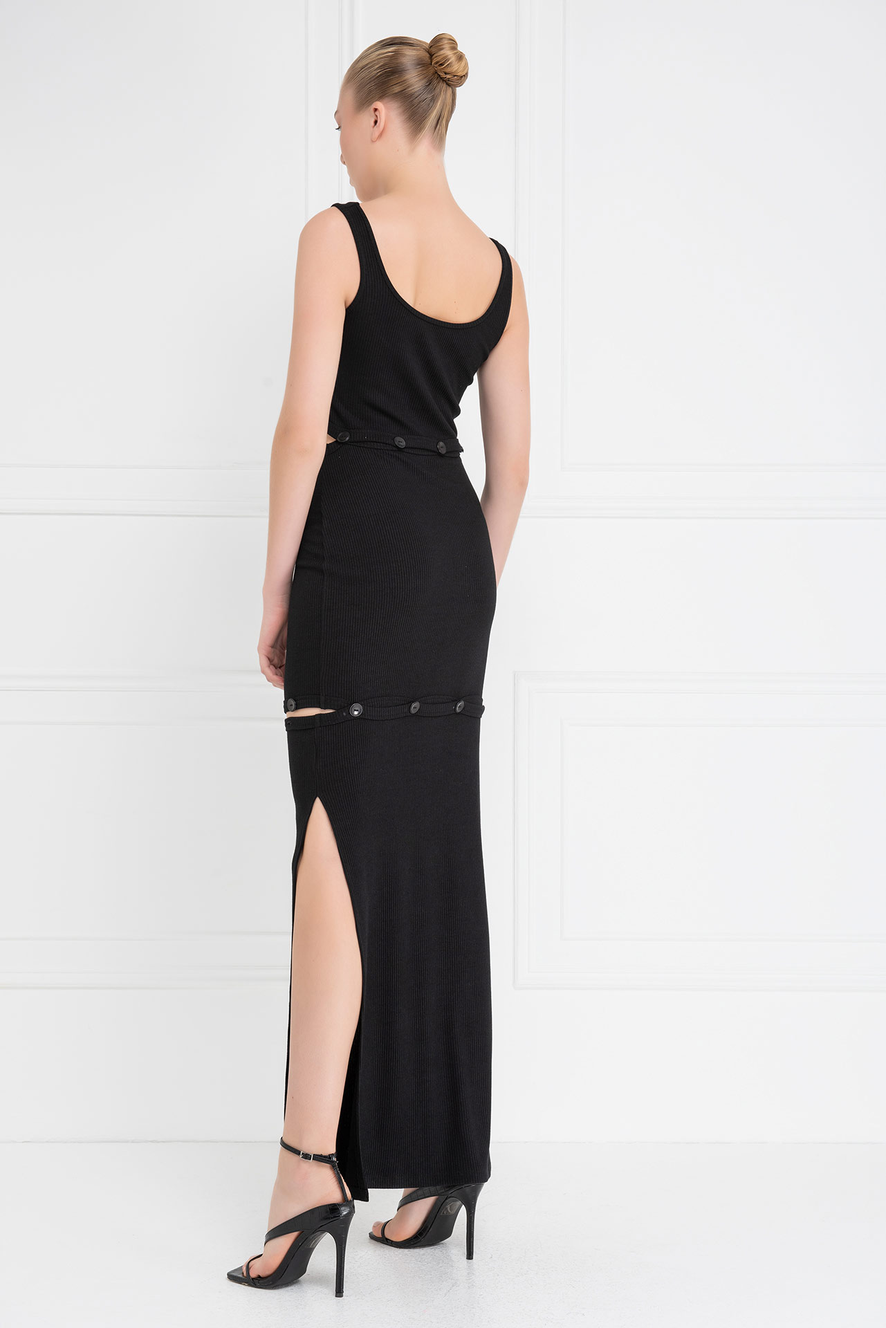 Wholesale Black Button-Accent Maxi Dress