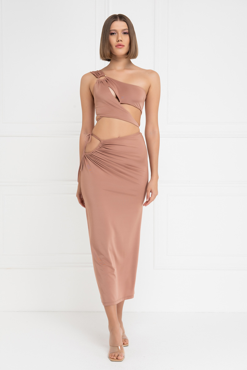 оптовая Caramel One-Shoulder Crop Top & Skirt Set