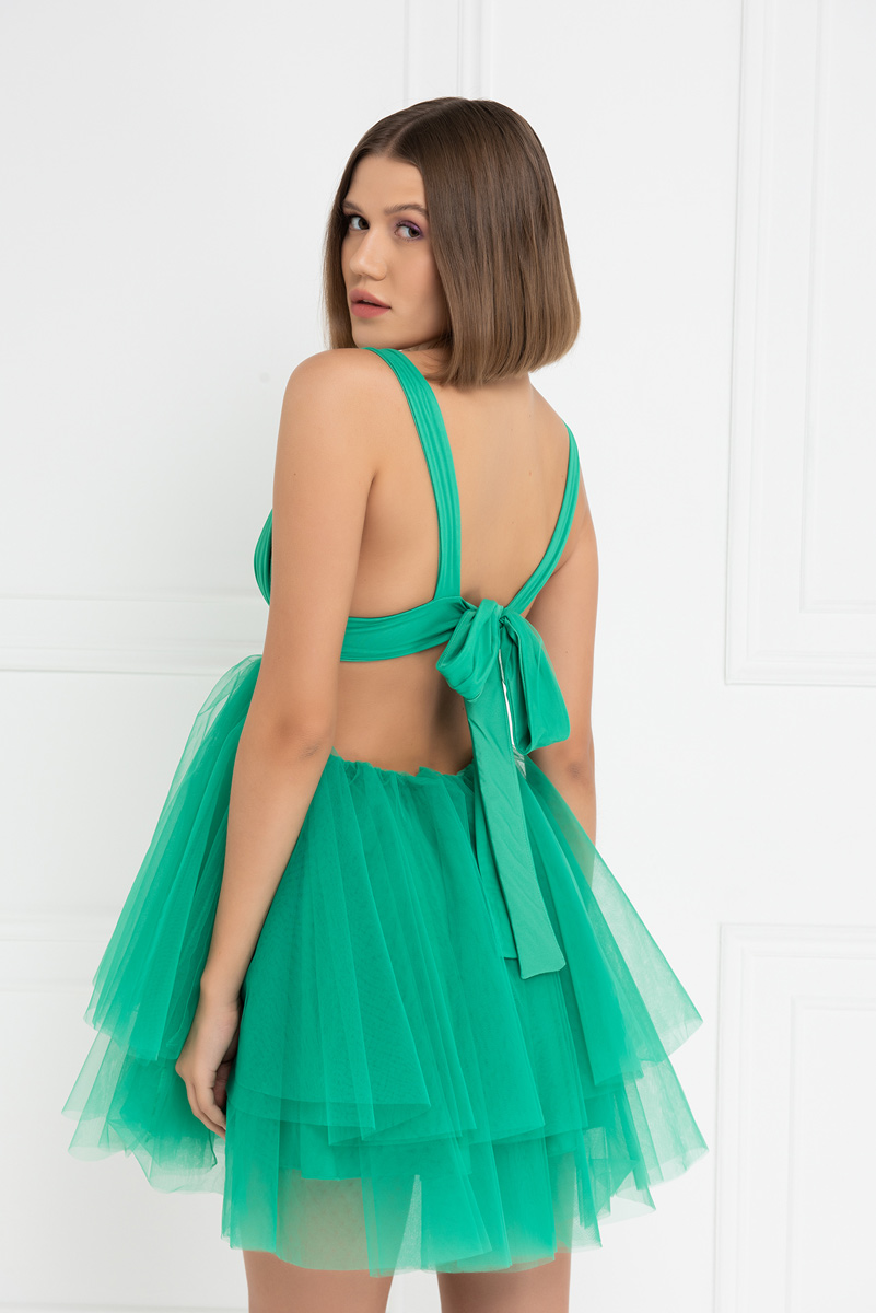 Green Backless Mini Tutu Dress