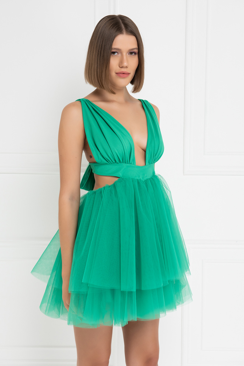 оптовая Green Backless Mini Tutu Dress