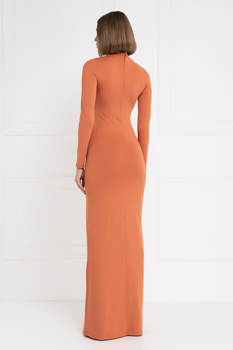 Ochre Mock Neck Cut Out Maxi Dress