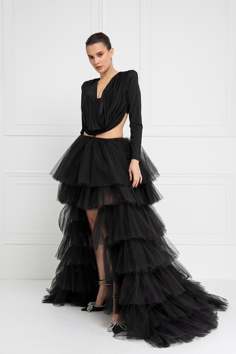 Ruffle Black Tulle Skirt