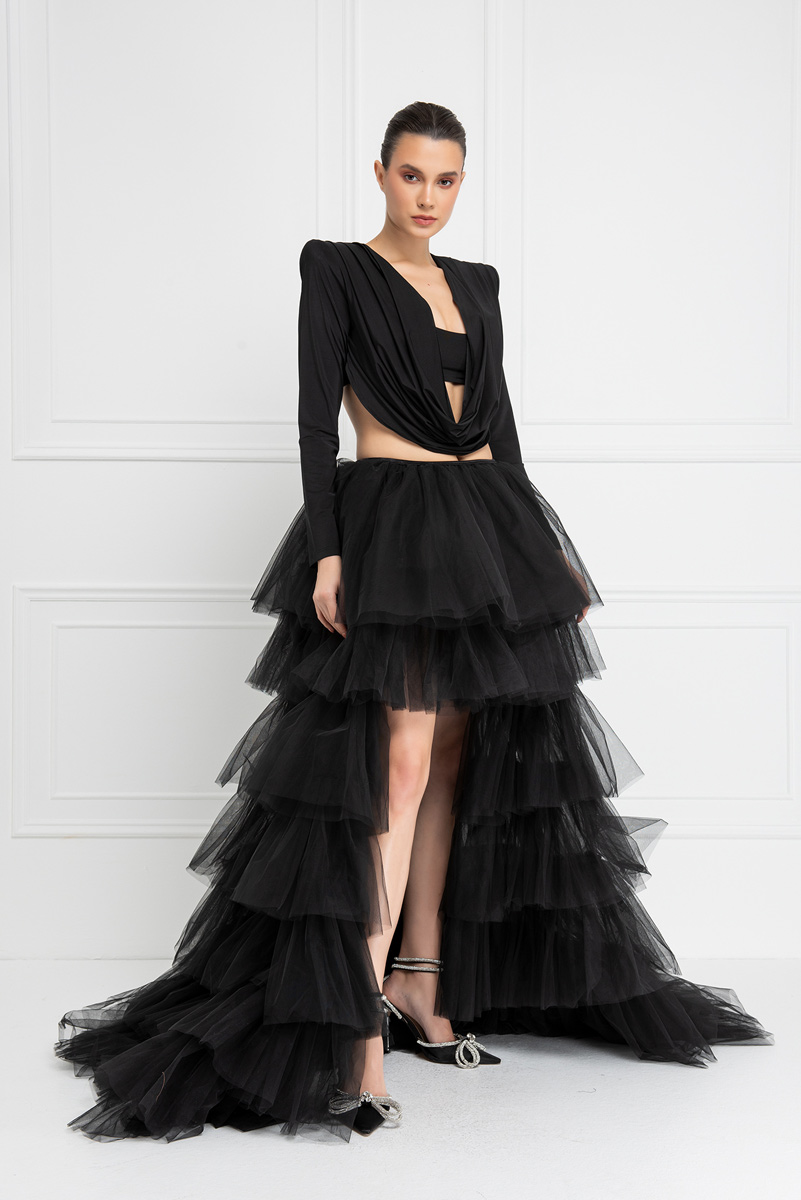 Ruffle Black Tulle Skirt