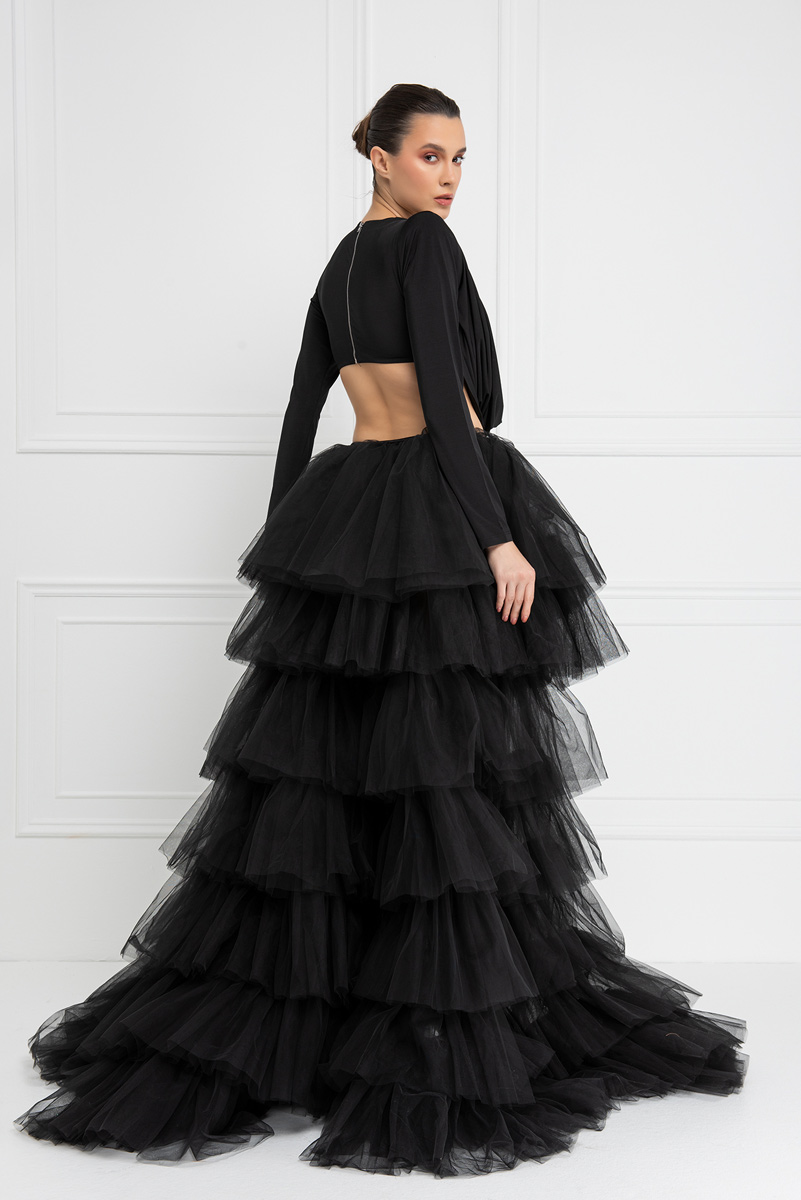 Ruffle Black Tulle Skirt