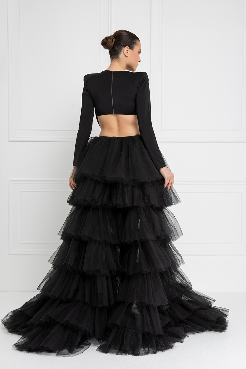 Ruffle Black Tulle Skirt