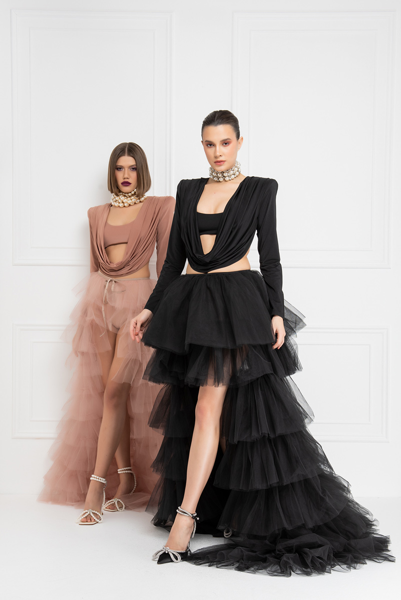 Ruffle Black Tulle Skirt