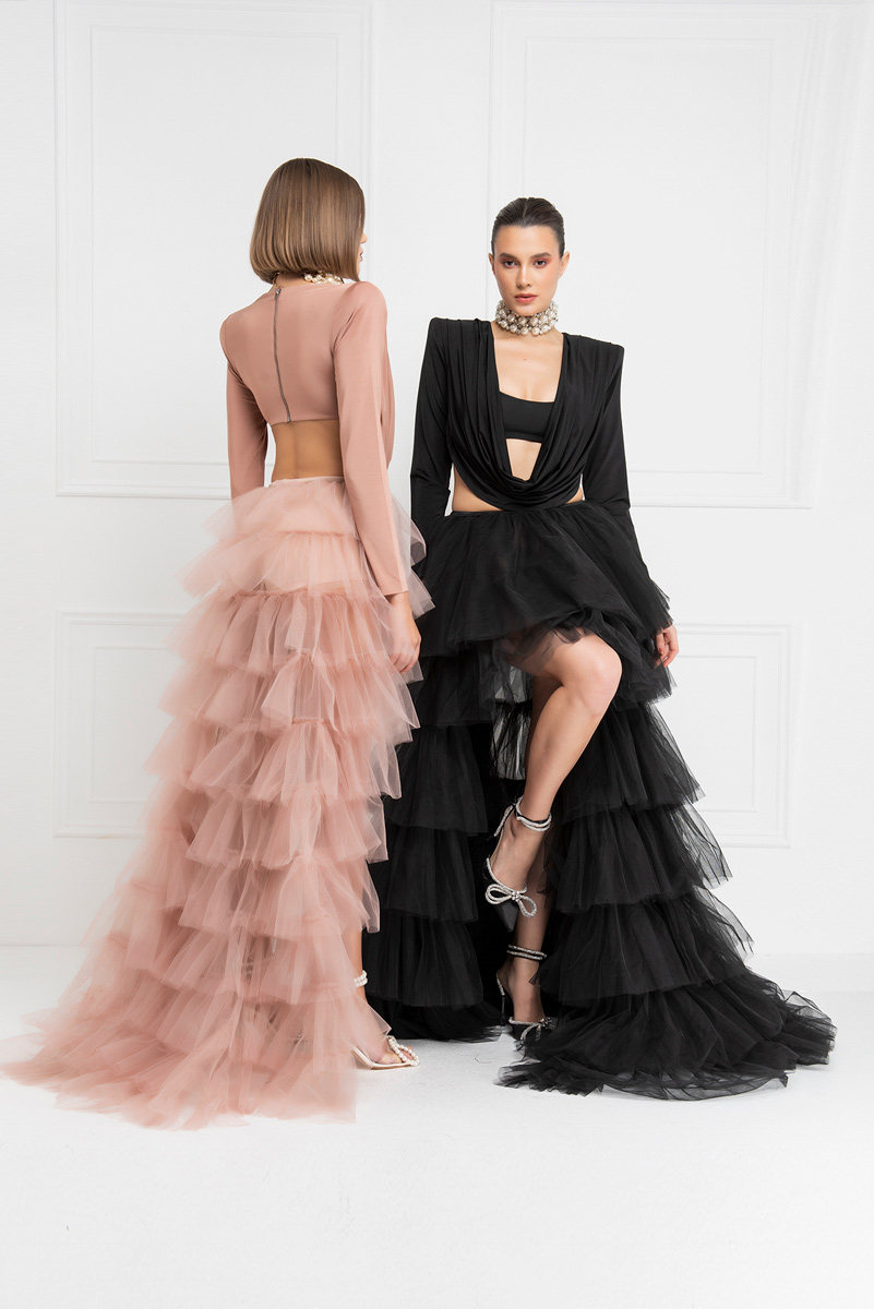 Ruffle Black Tulle Skirt