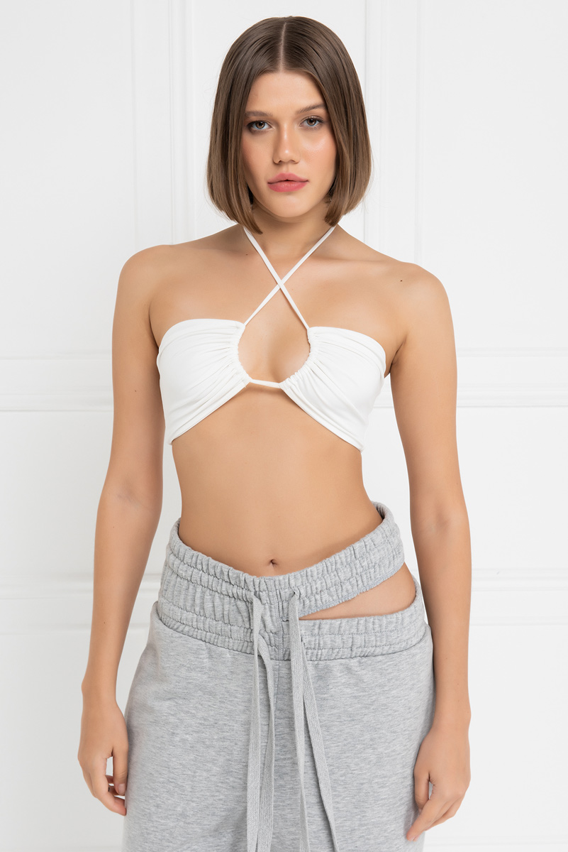 Offwhite Strappy Crop Cami