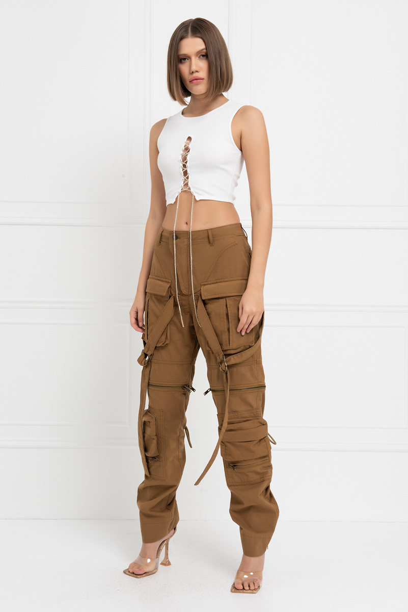 Wholesale Offwhite Chain-Front Cropped Top