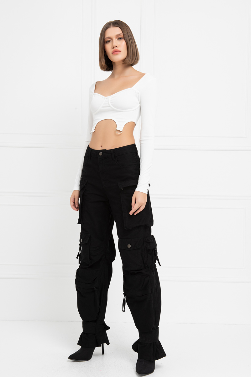 Wholesale Offwhite Square-Neck Crop Top