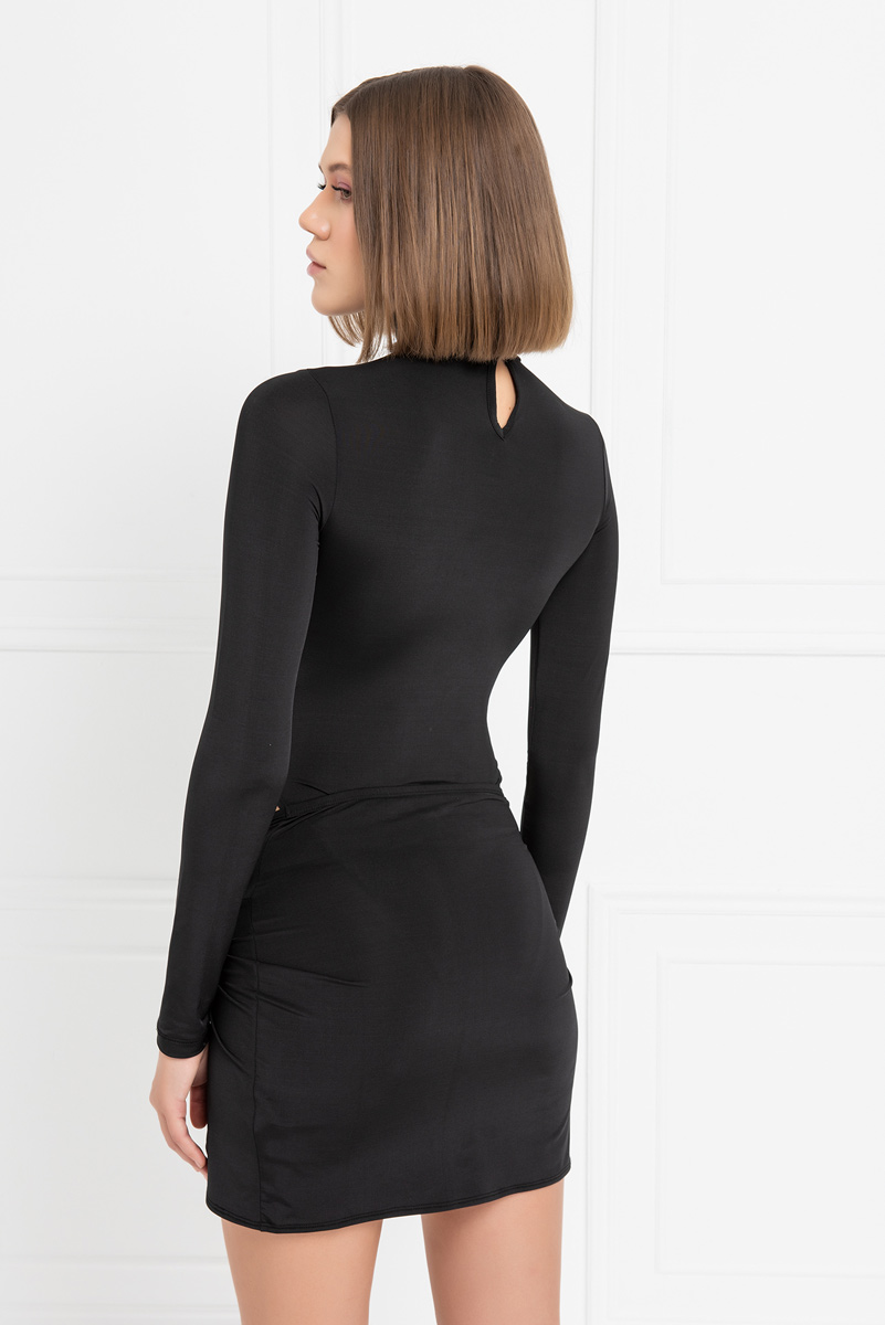 Wholesale Black Mock Neck Bodysuit & Skirt Set