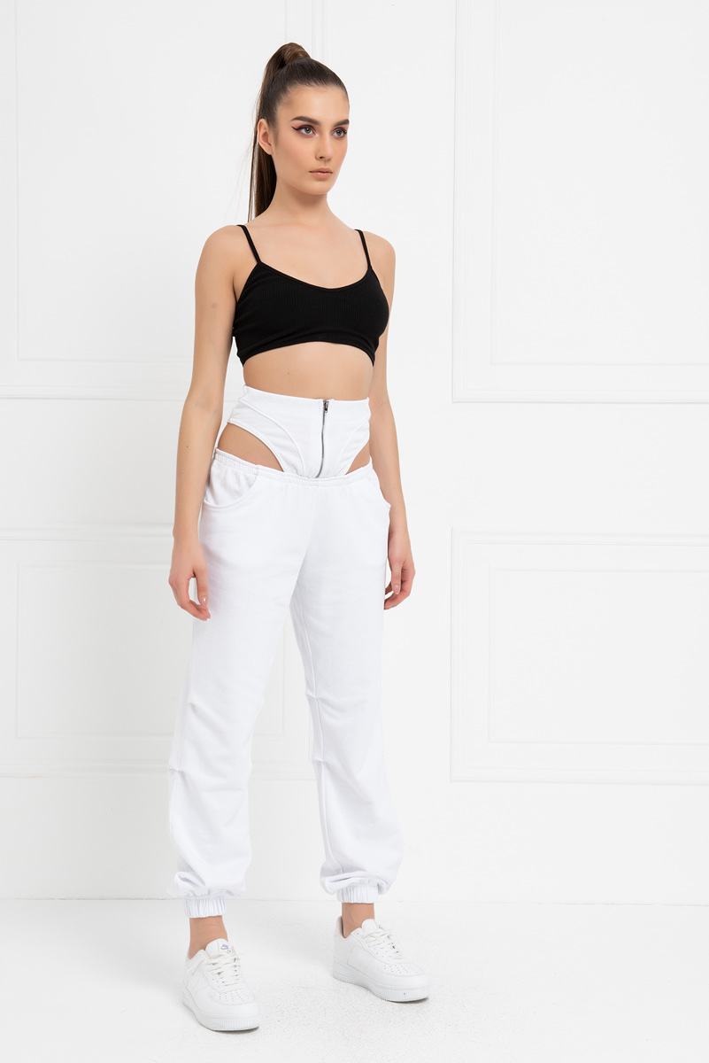 белый Cut Out Side Joggers