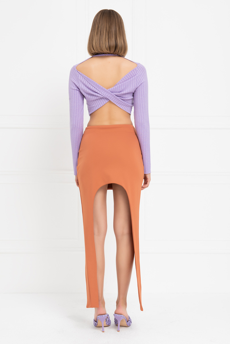Wholesale Ochre Long-Side Mini Skirt