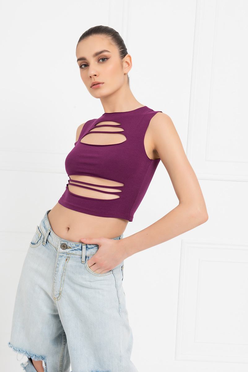 Violet Ripped Tank Top
