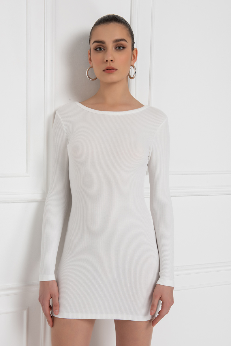 Wholesale Offwhite Backless Mini Dress