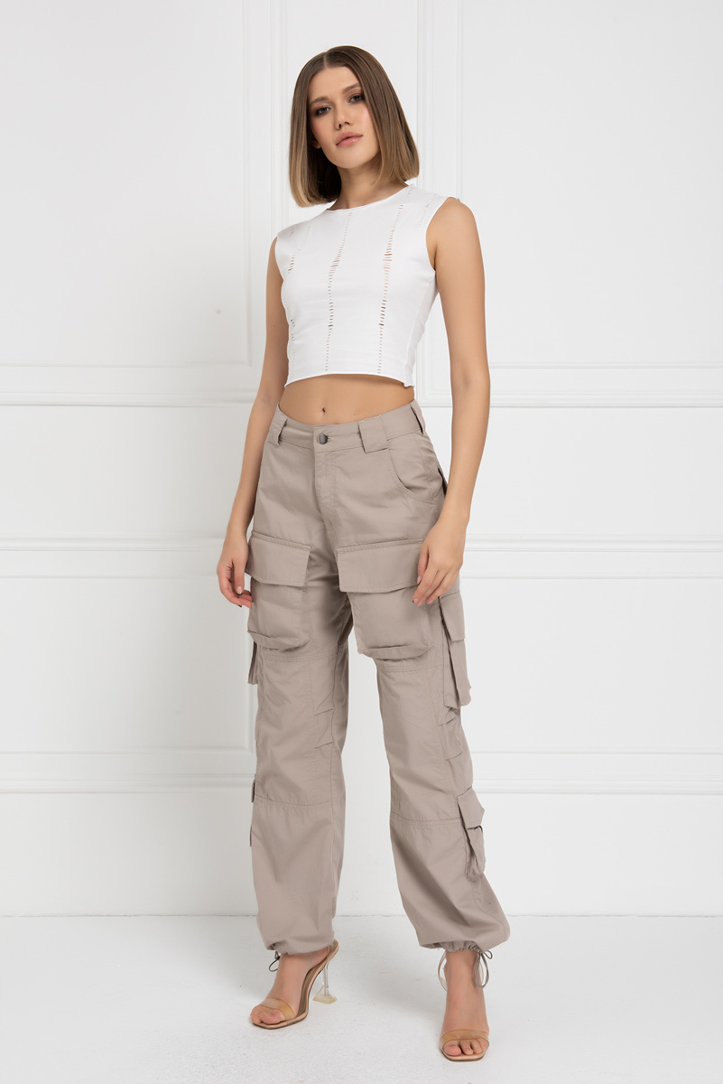 Wholesale Offwhite Distressed Crop Top