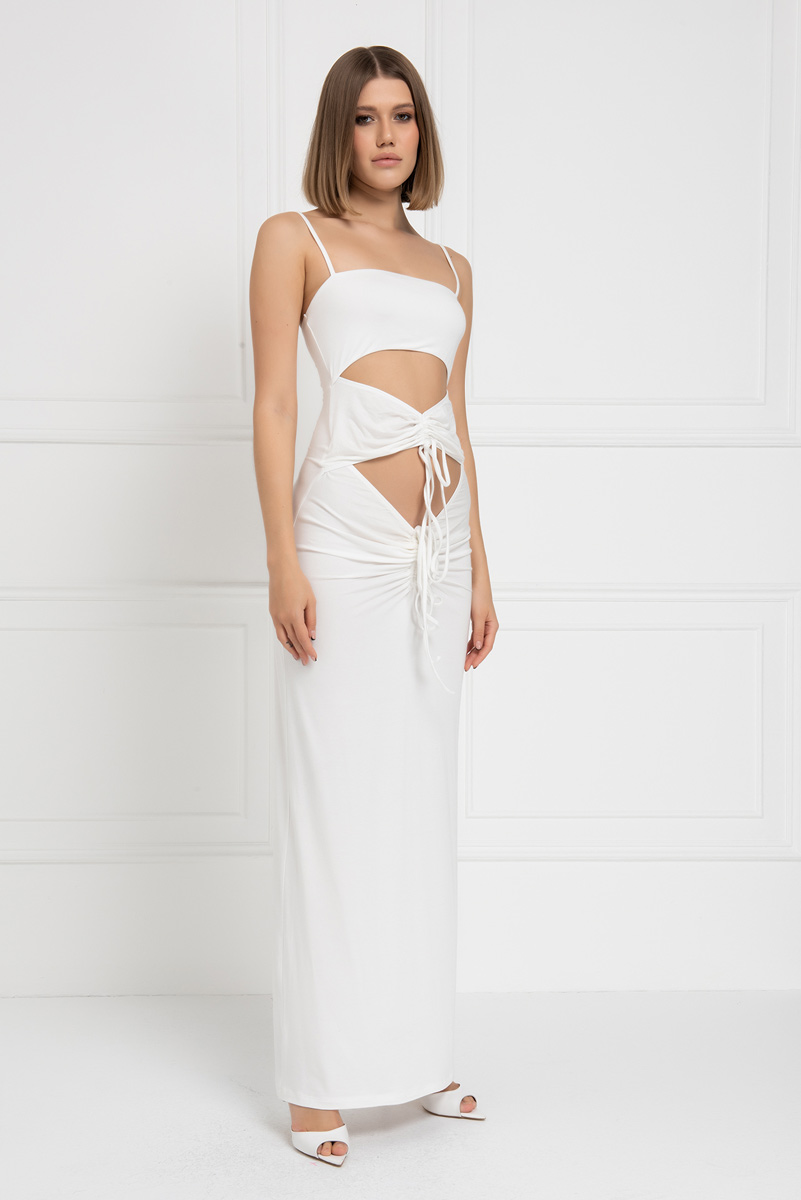 Wholesale Offwhite Cut Out Front Cami Maxi Dress