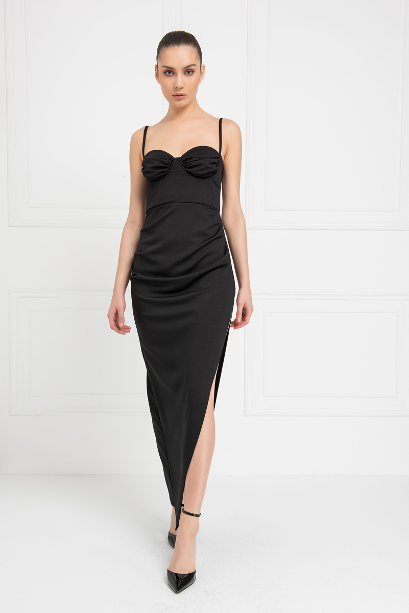 Black Split-Leg Cami Maxi Dress