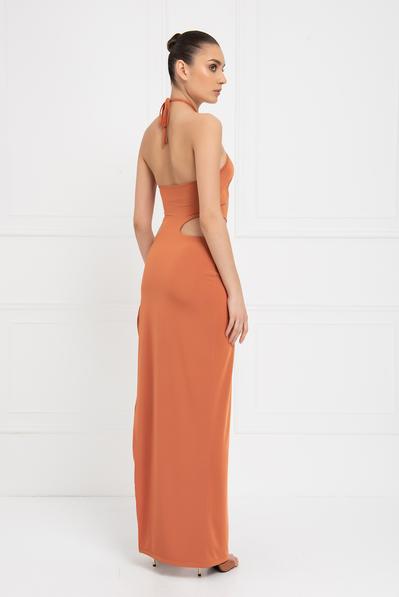 Ochre Cut Out Design Maxi Dress