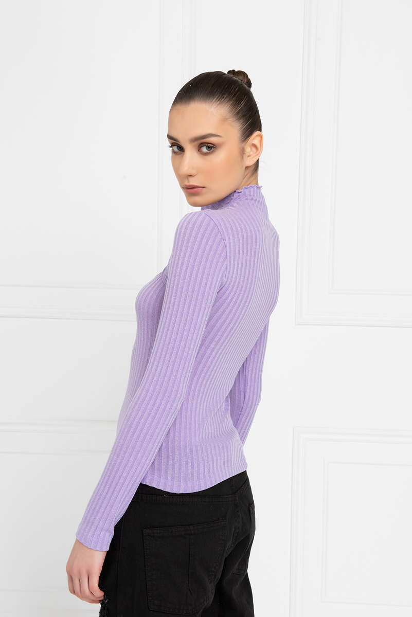 New Lilac Ribbed Cut Out Top