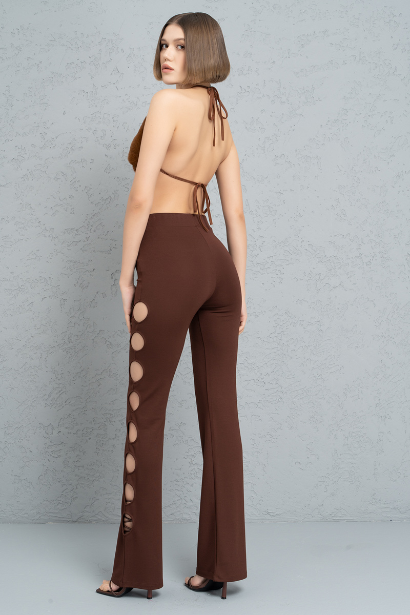 Wholesale Brown Cut Out Side Pants