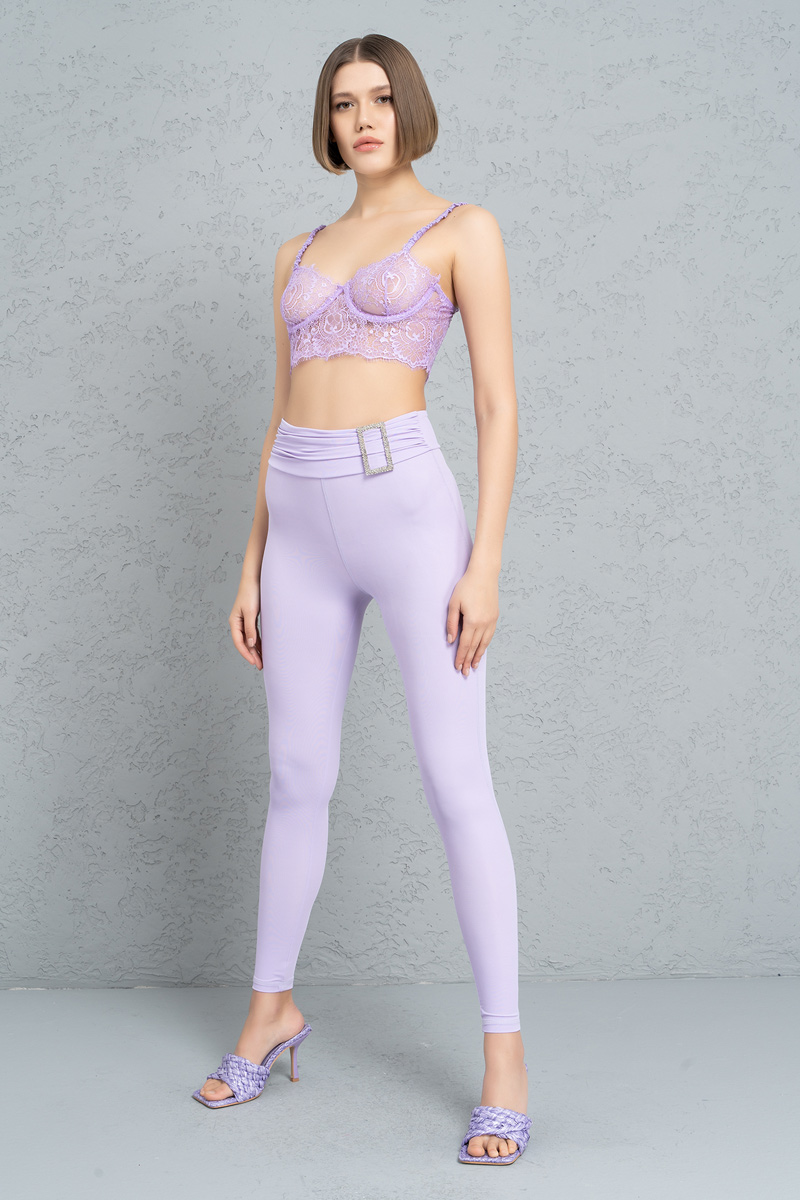 Wholesale New Lilac Embellished-Accent Leggings